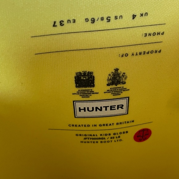 Barley worn yellow hunter rain boots size W6.5 - Picture 2 of 5